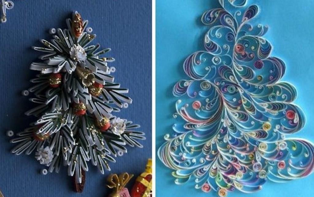 Unter Verwendung der Technik des Quilling können Sie und flauschigen ursprünglichen Weihnachtsbaum machen